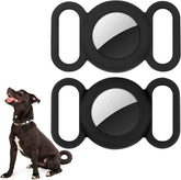 Airtag Dog Collar,Silicone Case for GPS Tracking Finder,Protective Cover Compatible with Apple Airtag,Safety and Anti-Lost,Dog Collar Cat Loop Holder Pet Accessories (Black-Black)